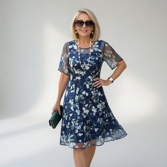 Wulfhilde™ — Robe chiffon florale élégance intemporelle