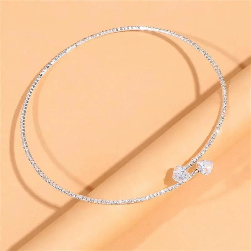 Collier Ras-du-Cou Cœur en Cristal