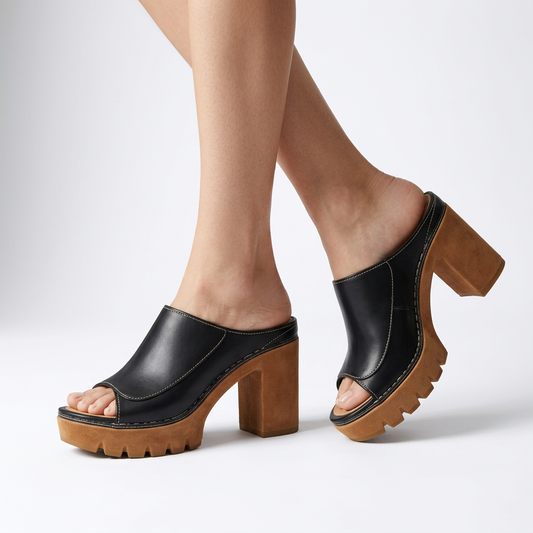 Cléophée™ — Mule talon bloc plateforme crantée allure urbaine