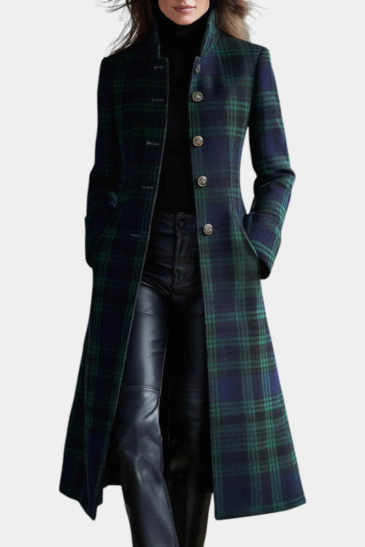 Madeleine™ — Manteau mi-long carreaux élégant