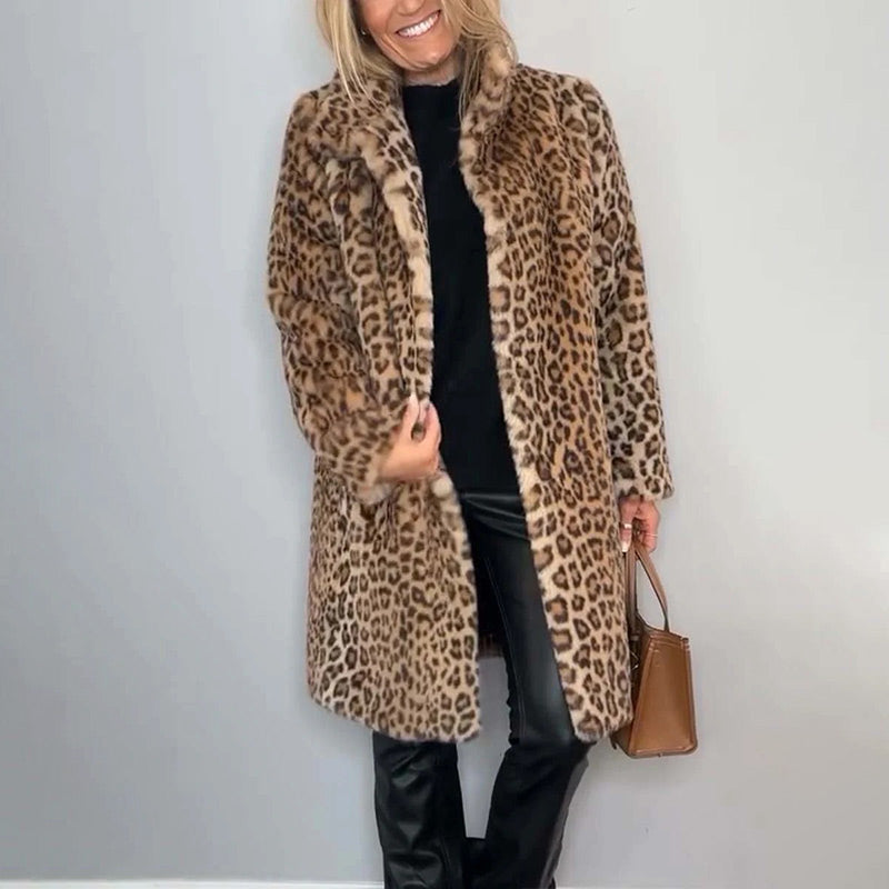 Séverine™ — Veste mi-longue léopard élégante